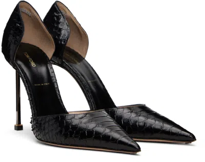 Tom Ford Printed Python Leather Pumps In Black