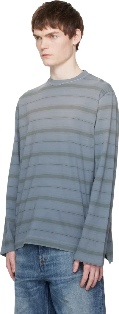 Our Legacy Mens Spray Fade Ghost Stripe Striped Boxy-fit Long-sleeve Cotton-shirt In Blue