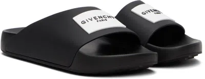 Givenchy Label Flat Mules In Black Rubber Women In Black