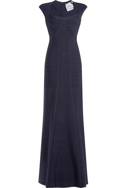 Herve Leger Bandage Maxi Gown In Grey
