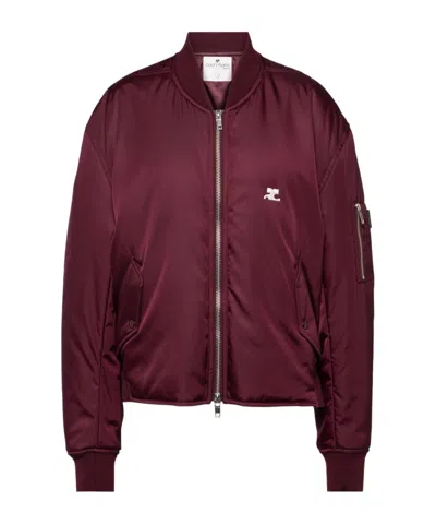 Courrèges Logo-embroidered Bomber Jacket In Red