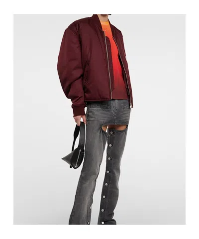 Courrèges Logo-embroidered Bomber Jacket In Red