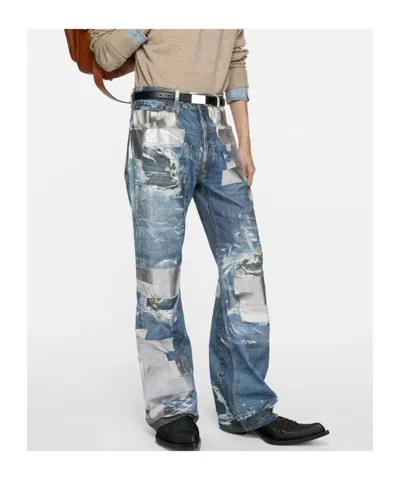 Acne Studios Patchwork Trousers In Blue