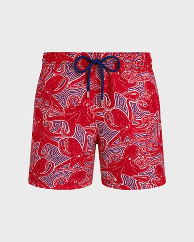 Vilebrequin Moorea Hypnoptocus Print Swim Shorts In Red