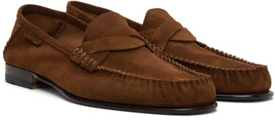 Tom Ford Ripley Loafers Penny Strap Round Toe Suede In Brown