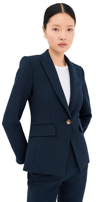 Veronica Beard Howard Single-breasted Belted Cotton Blazer In Blue