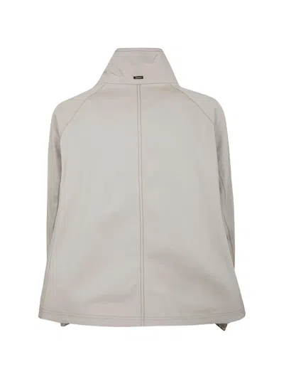 Herno Cotton Gabardine Cape With Water-repellent Finish And Taffeta Details In Gray