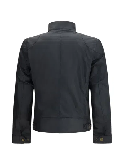 Belstaff Mens Dark Navy Racemaster High-neck Waxed-cotton Jacket In Blue