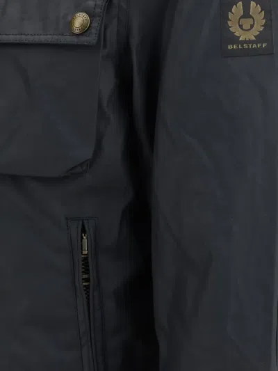 Belstaff Mens Dark Navy Racemaster High-neck Waxed-cotton Jacket In Blue