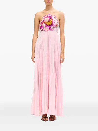 Acler Brewood Pleated Maxi Dress In Pink
