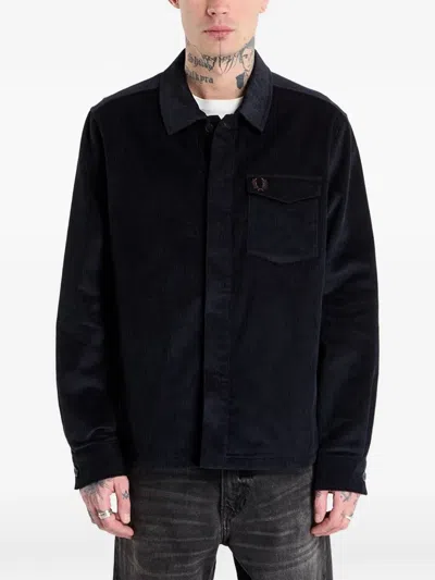 Fred Perry Zip Through Overshirt Black In Blue