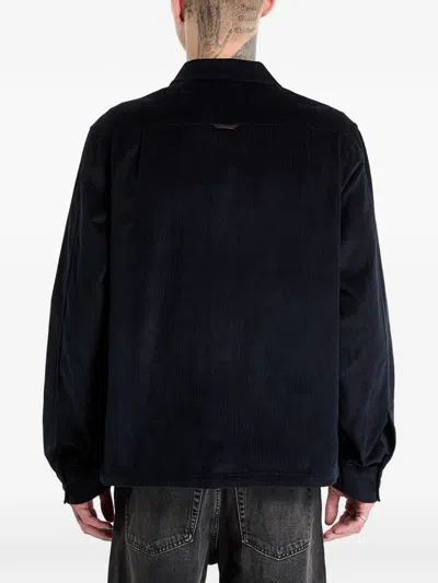 Fred Perry Zip Through Overshirt Black In Blue