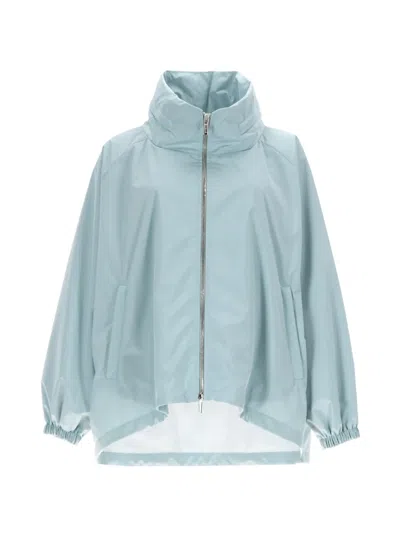 Moorer Blue Solid Mock Collar Jacket In Blue
