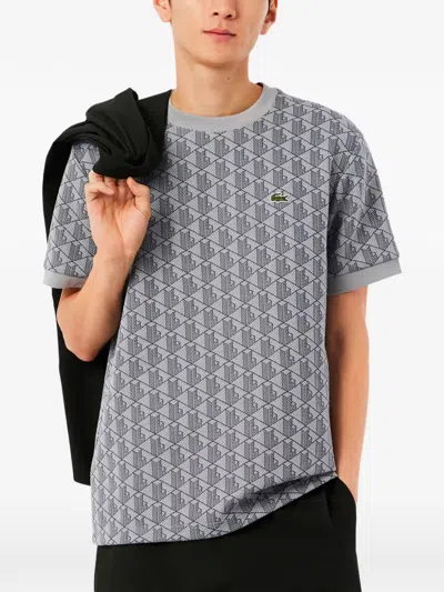 Lacoste Geometric Pattern T-shirt In Gray