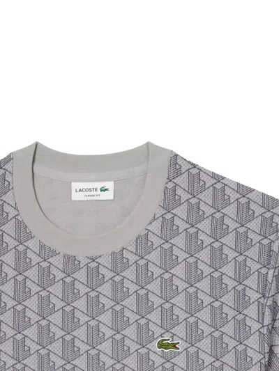 Lacoste Geometric Pattern T-shirt In Gray