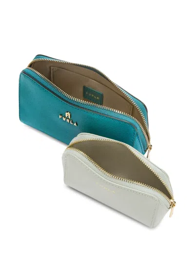 Furla Camelia Beauty Case Amatore Blue Pelle Stampata Donna In Multi
