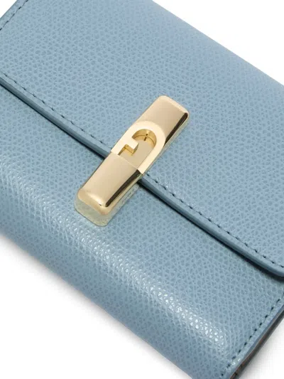 Furla Small Compact Leather Wallet In Blue
