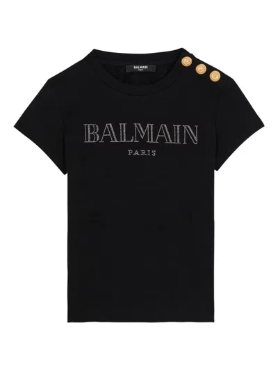 Balmain Button Print T-shirt In Black