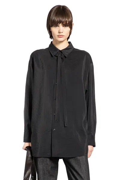Lemaire Black Relaxed Solid Shirt In Black