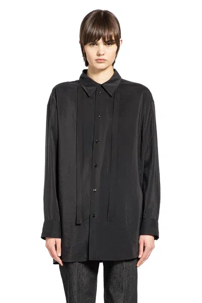 Lemaire Black Relaxed Solid Shirt In Black