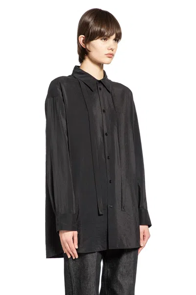 Lemaire Black Relaxed Solid Shirt In Black