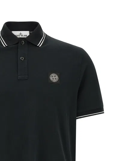 Stone Island Mens Black Brand-patch Regular-fit Stretch-cotton Polo Shirt Xl