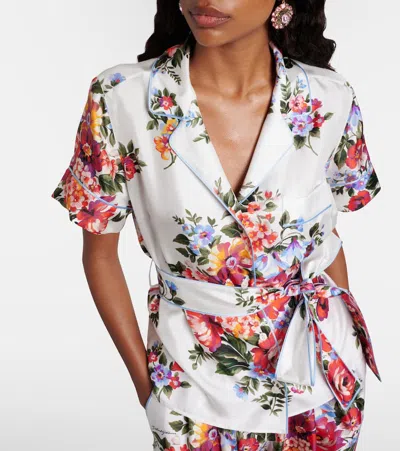 Dolce & Gabbana Vanity Floralprint Silk Twill Shirt In White In Multi