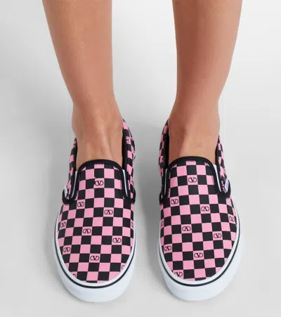 Valentino Garavani  Garavani And Vans Fabric Slip-on Trainer With Vlogo Checkerboard Print In Multi