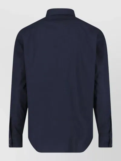 Aspesi Tailored White Shirt With Button-down Front And Pointed Collar In Blue