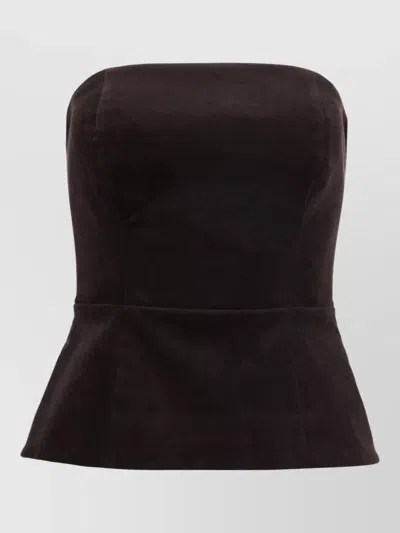 P.a.r.o.s.h Dark Brown Solid Strapless Top In Brown
