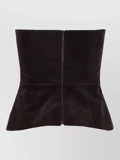 P.a.r.o.s.h Dark Brown Solid Strapless Top In Brown