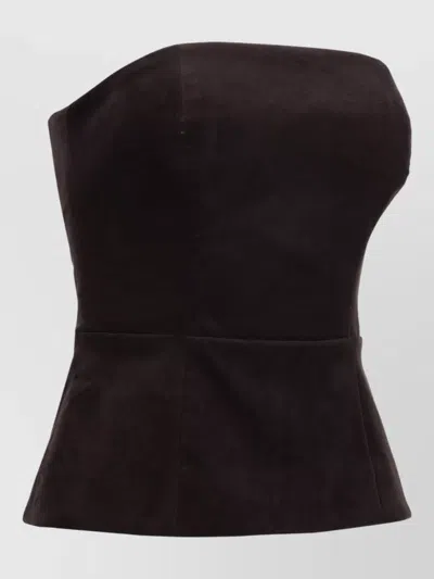P.a.r.o.s.h Dark Brown Solid Strapless Top In Brown