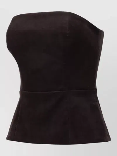 P.a.r.o.s.h Dark Brown Solid Strapless Top In Brown