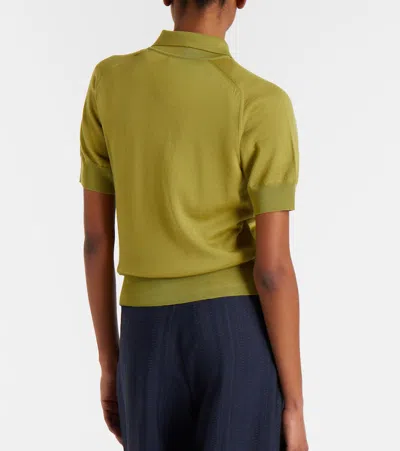 Ami Alexandre Mattiussi Green Wool Short Sleeves Ami De Coeur Polo Green