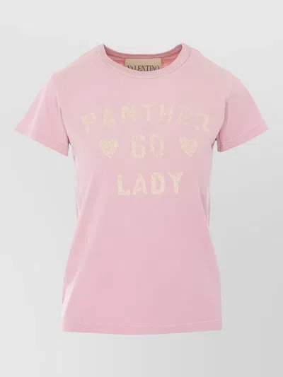 Valentino Garavani Printed Cotton T-shirt Clothing In Pink