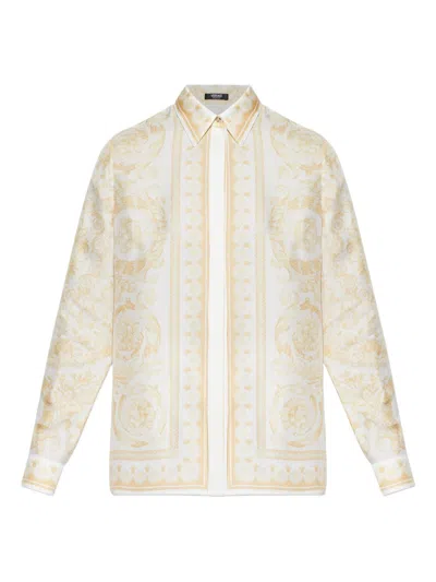 Versace Pattern-printed Long-sleeved Shirt In Neutral