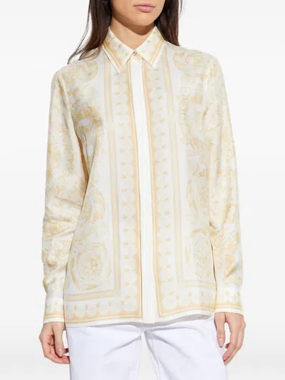 Versace Pattern-printed Long-sleeved Shirt In Neutral