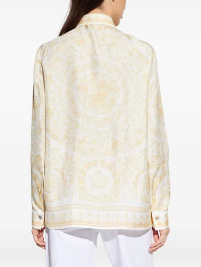Versace Pattern-printed Long-sleeved Shirt In Neutral