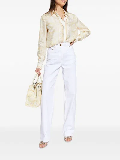 Versace Pattern-printed Long-sleeved Shirt In Neutral