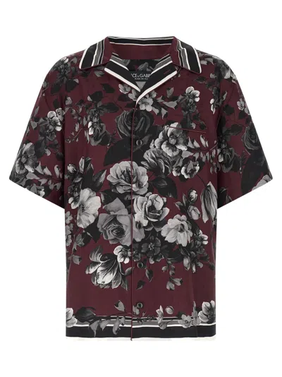 Dolce & Gabbana Bouquet Fiori Short Sleeve Notched Collar Shirt In Pink