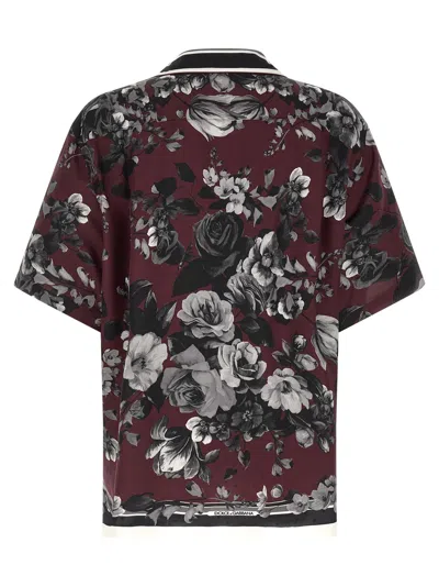 Dolce & Gabbana Bouquet Fiori Short Sleeve Notched Collar Shirt In Pink