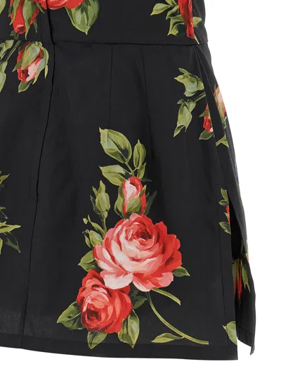 Dolce & Gabbana Floral-print Cotton Bustier Mini Dress In Black