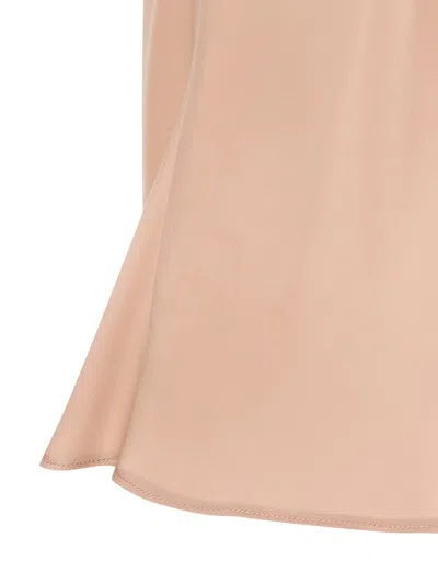 Pinko Carota Pink Sleeveless Top With Adjustable Spaghetti Straps And Ruched Neckline In Tech Fabric Woman In Neutral