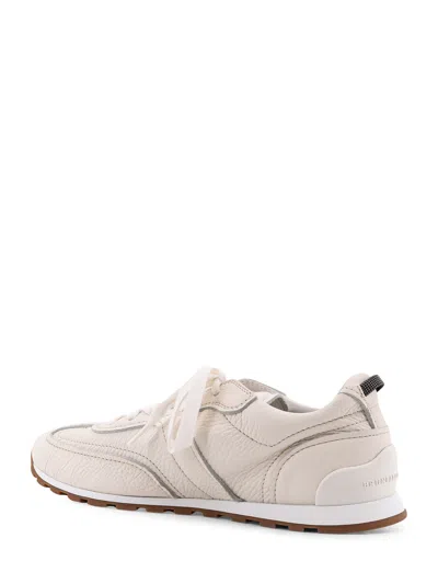 Brunello Cucinelli Grained Soft Leather Runners With Shiny Loops Shoes In White