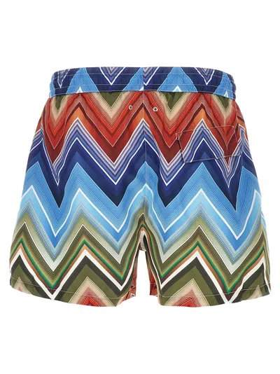 Missoni Zigzag Pattern Swimsuit Featuring Practical Pockets In Blue