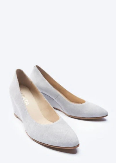 Viscata Verona Suede Wedges In Ash Grey