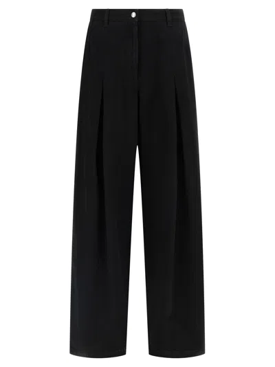 Dolce & Gabbana Women Wide-leg Cotton Jeans In Black