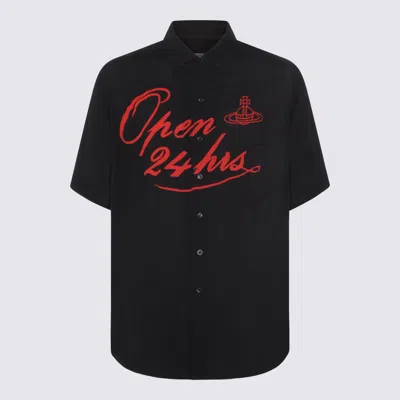 Vivienne Westwood Mens Black Open 24h Bowling Short-sleeves Woven Shirt Xl