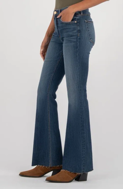 Kut From The Kloth Ana Fab Ab Braided Belt Loop High Waist Flare Jeans In Blue