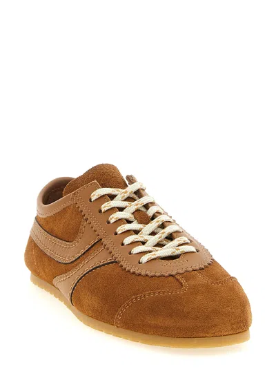 Dries Van Noten Women Beige Low-top Sneakers With Two-tone Lace-up In Suede Woman In Multi